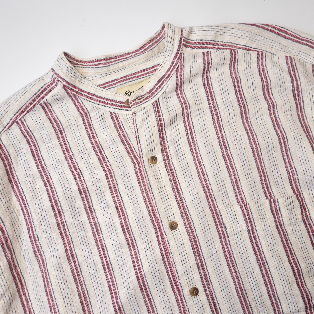 Eddie Bauer Cotton Linen Band Collar Shirt
