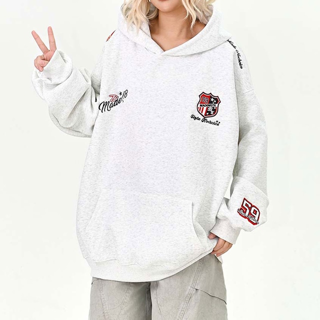 エンブレムスポーツフーディトップス 3col R01509