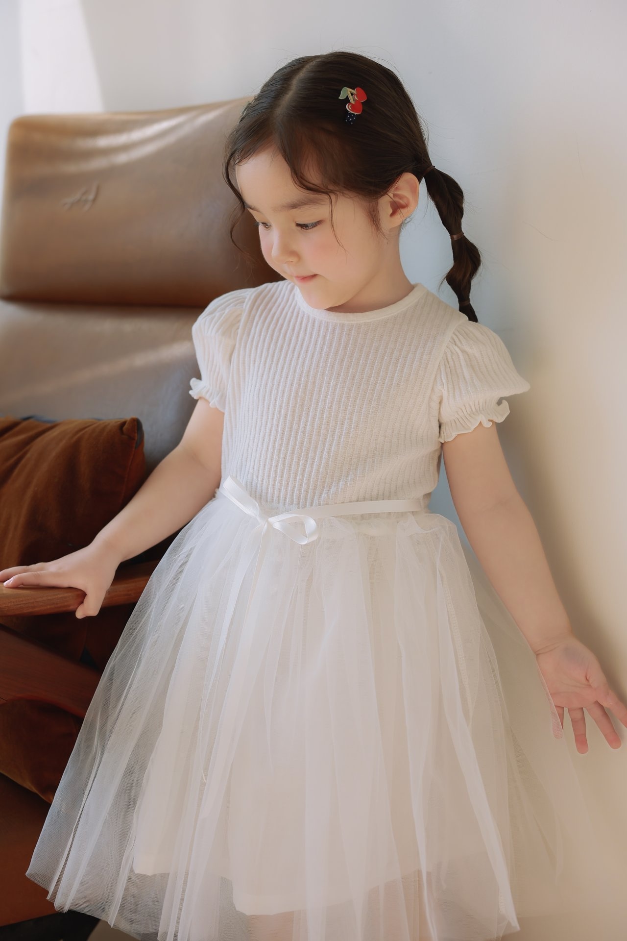 [JAZZ] Eyelet Mesh Dress + Ribbon / [째즈] 아이렛망사원피스+리본