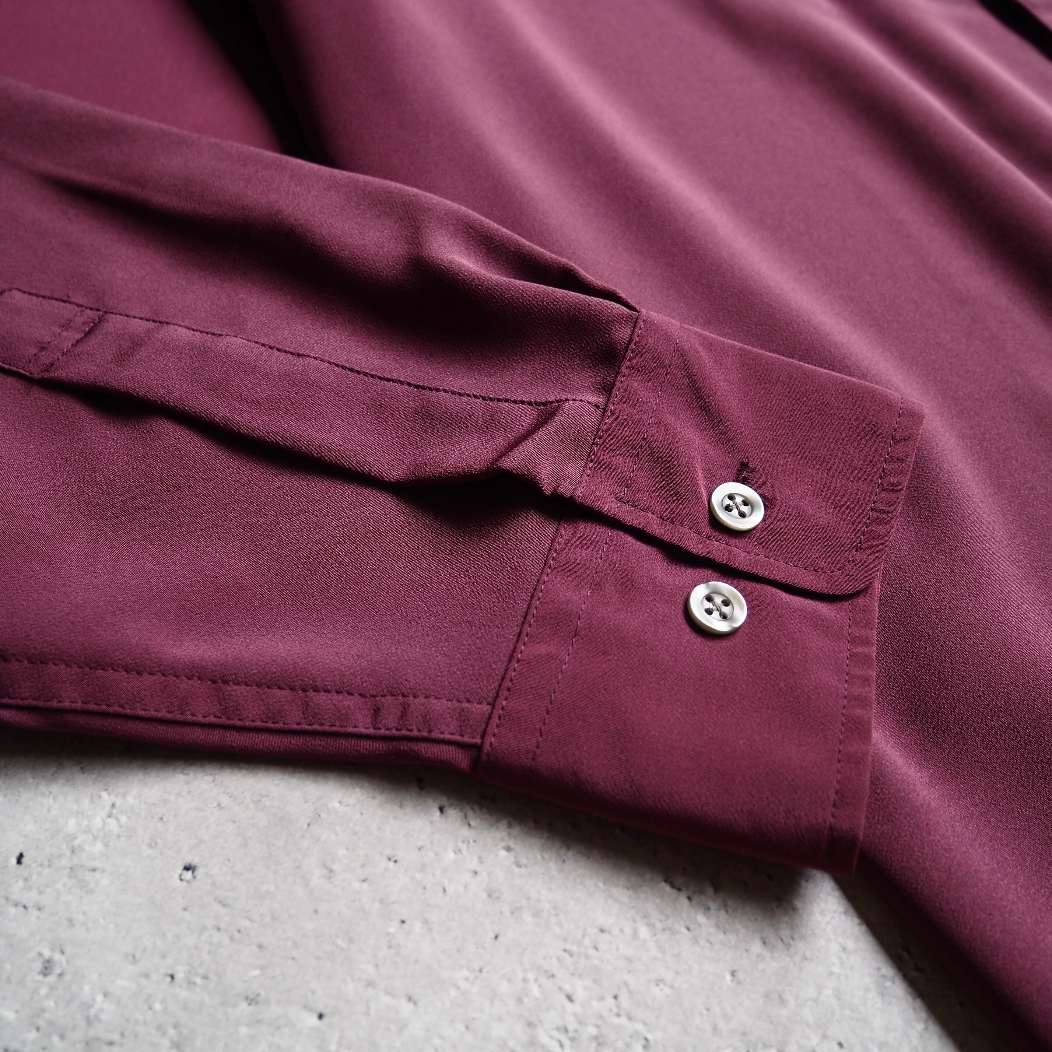 1990s Dark Bordeaux × Tribal embroidery Over silhouette vintage shirt