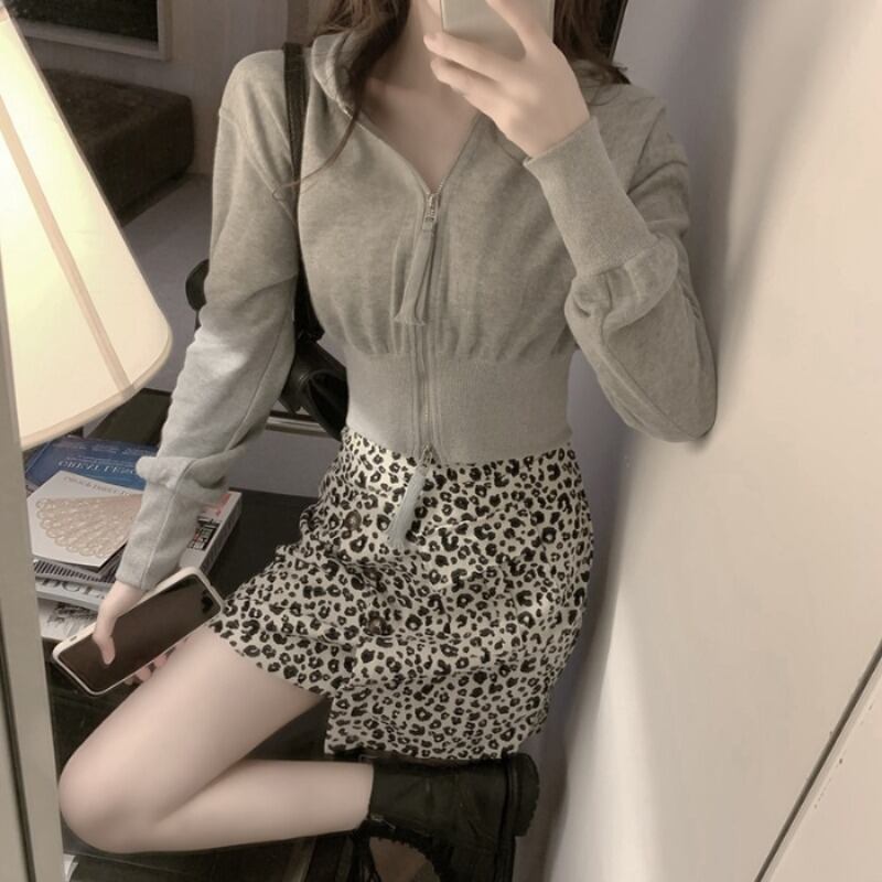 スカート ショートスプリングレオパード 春物 ブラックストロベリース7890725055