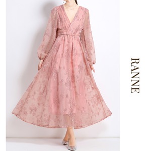 Blossom Sheer Embroidery Dress　a0285