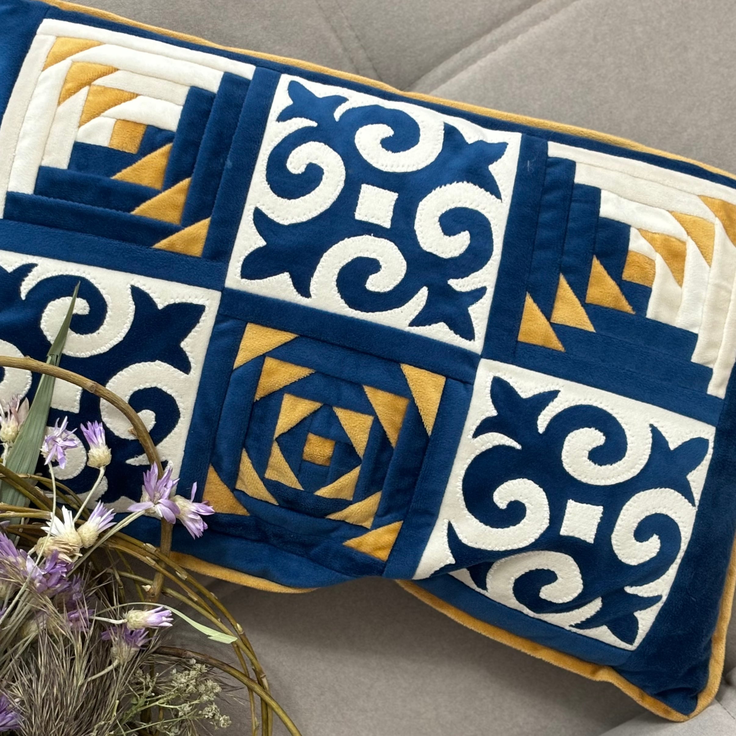 チャイニーズファンデザインの大判キルト チャイニーズファンデザインの大判キルト