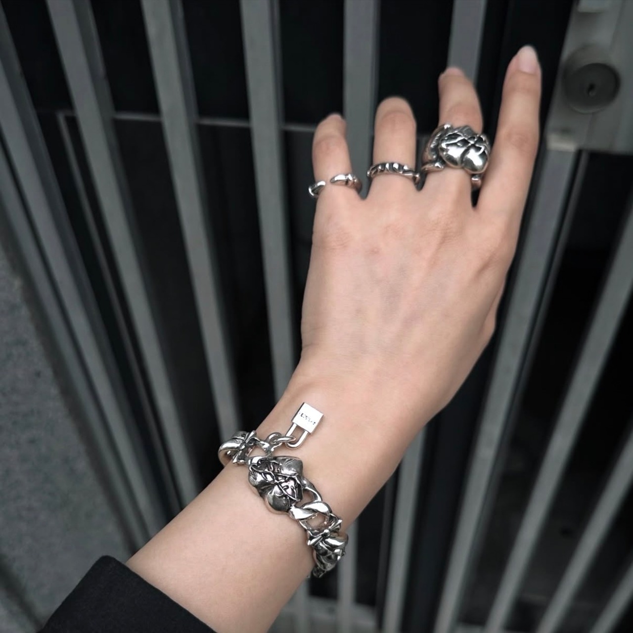 #1 & BUTTERFLY COMBO BRACELET HEART CLASP w/PADLOCK / #1 & バタフライ コンビ ブレスレット・ハートクラスプ