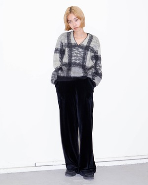 1960s TOWNCRAFT - geometrical plaid knitted mohair wool sweater