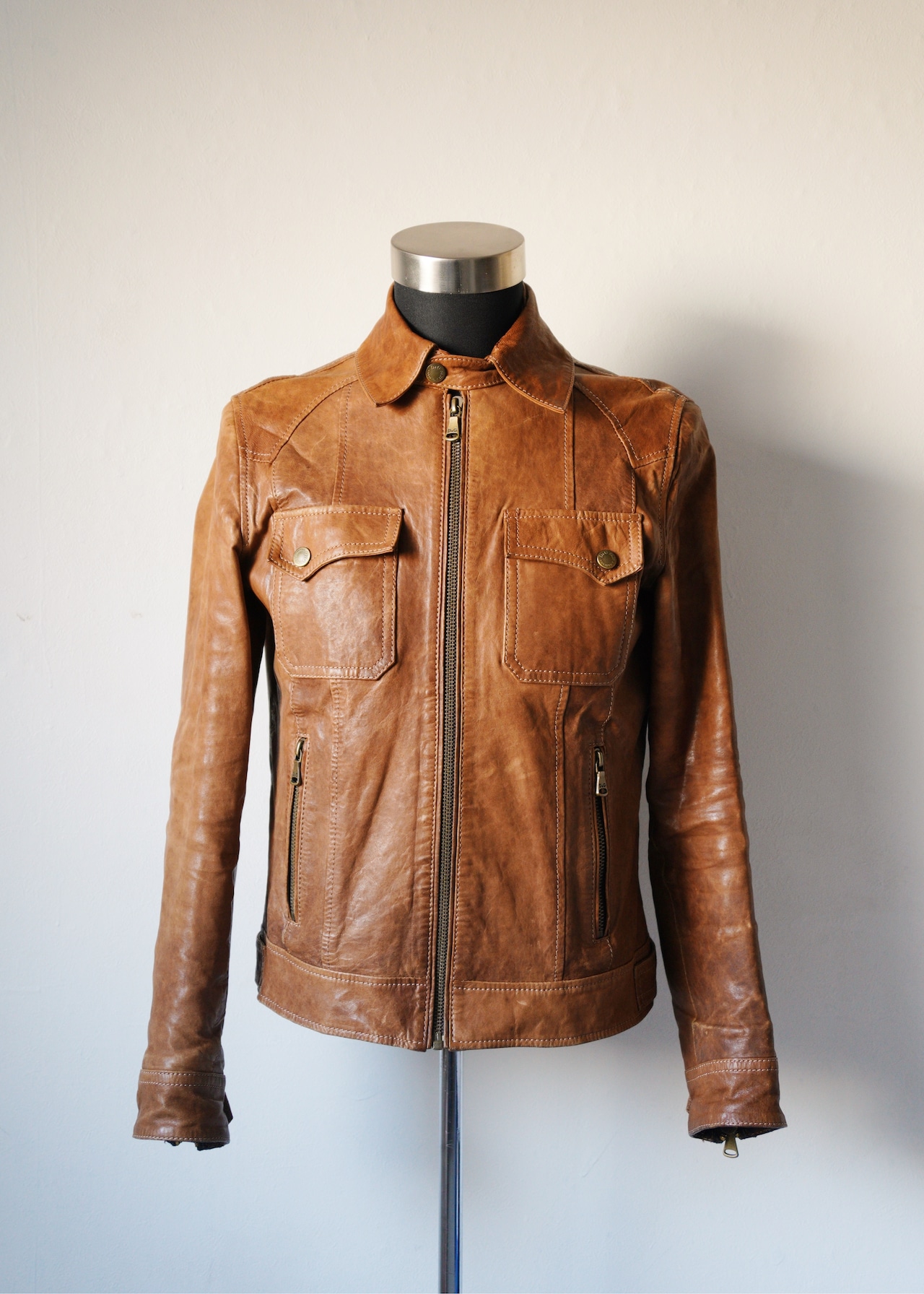 DOLCE&GABBANA lamb leather zip up jacket