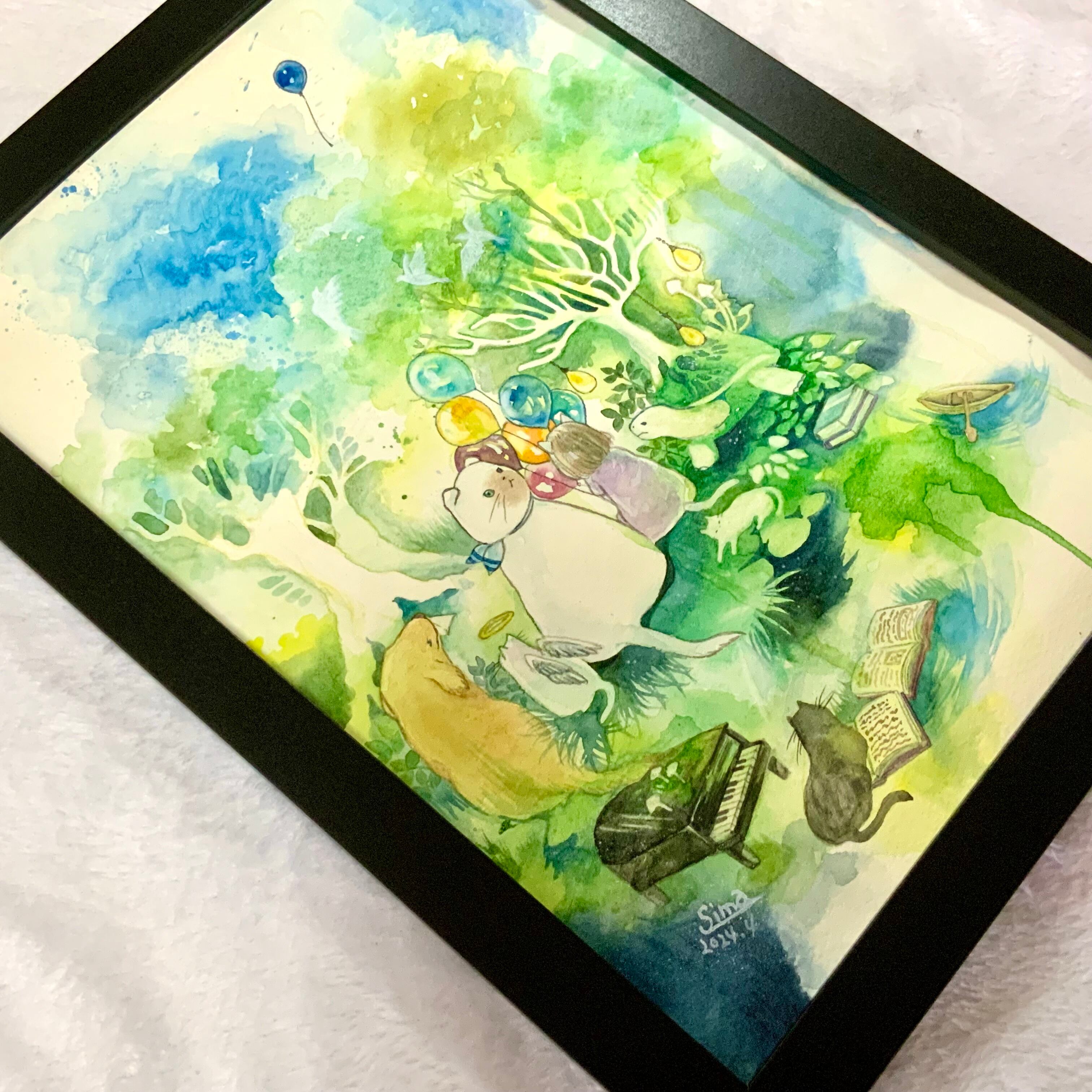 水彩画 空飛ぶ風船 | Art shop 森羅万象