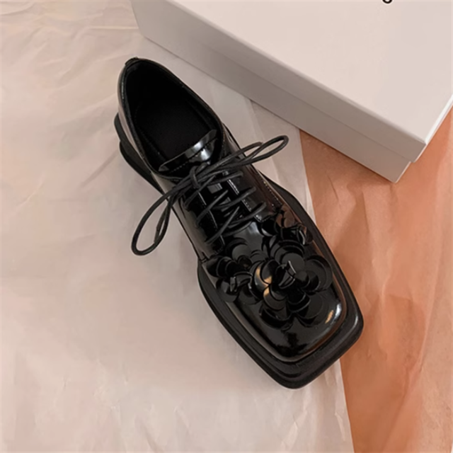 スクエアトゥレースアップシューズ　10772