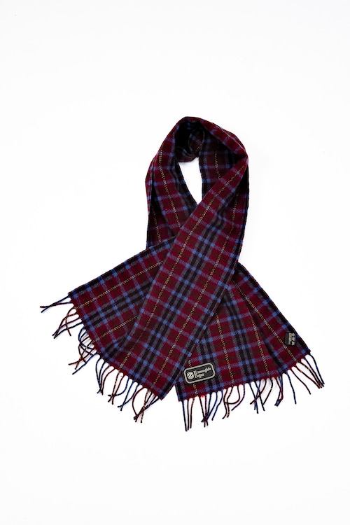 [1990's] “Ermenegildo Zegna” Wool Tartan Stole (Made in Italy)