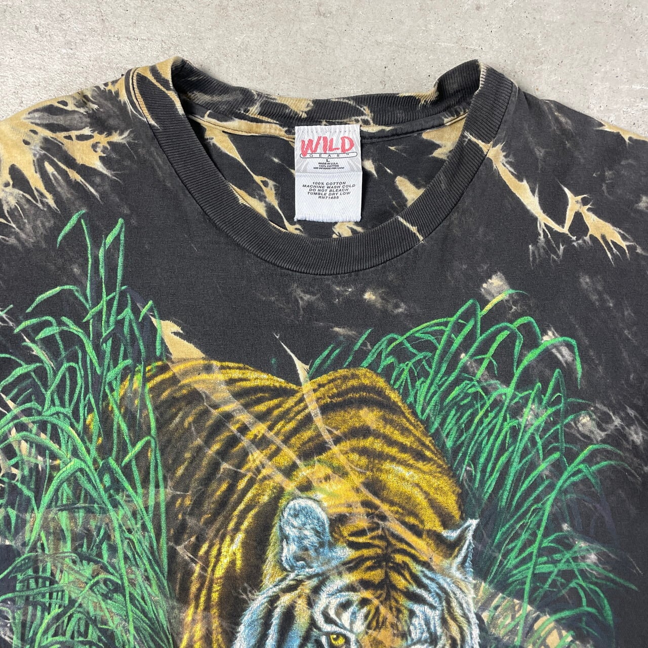90年代 USA製 WILD GEAR 虎 タイダイ染め アニマル プリント Tシャツ
