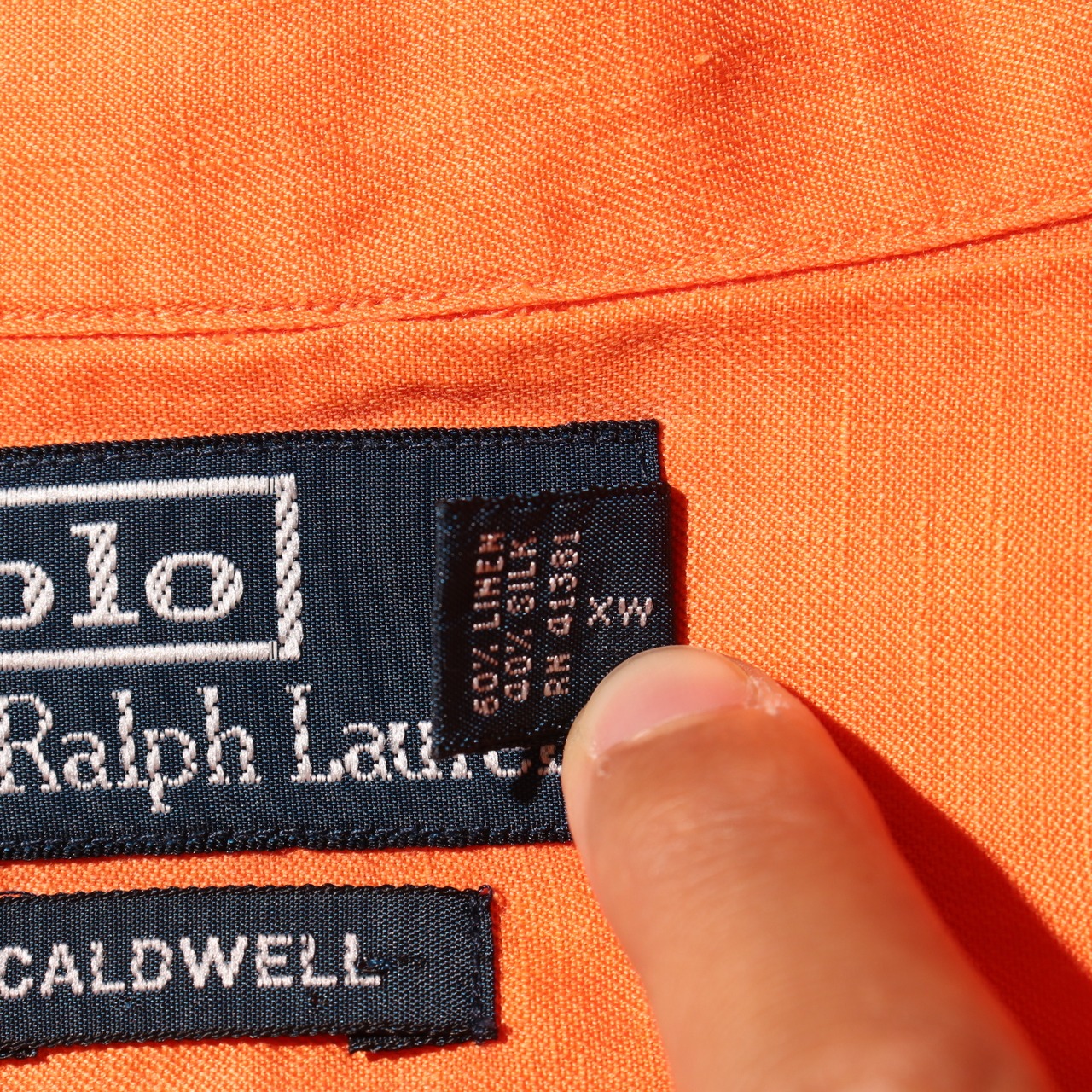 極美品 XL オレンジ Caldwell シルクリネン ポロラルフローレン 半袖開襟シャツ Polo Ralph Lauren