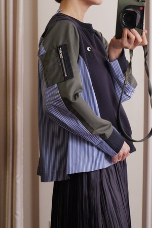 sweat shirt combi blouse navy khaki