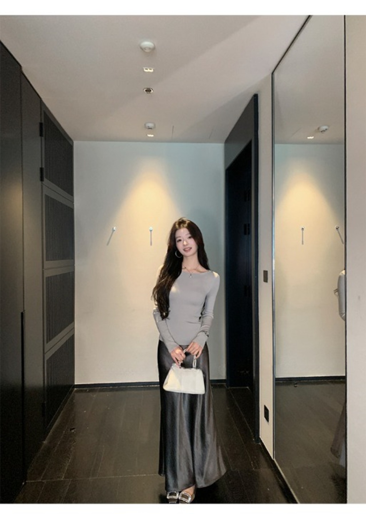 A-line draped long skirt【H00076】