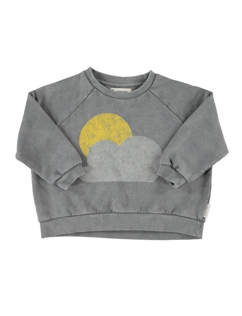 【piupiuchick】Sweatshirt with Sun & Cloud Print / Grey 【piupiuchick】Sweatshirt with Sun & Cloud Print / Grey