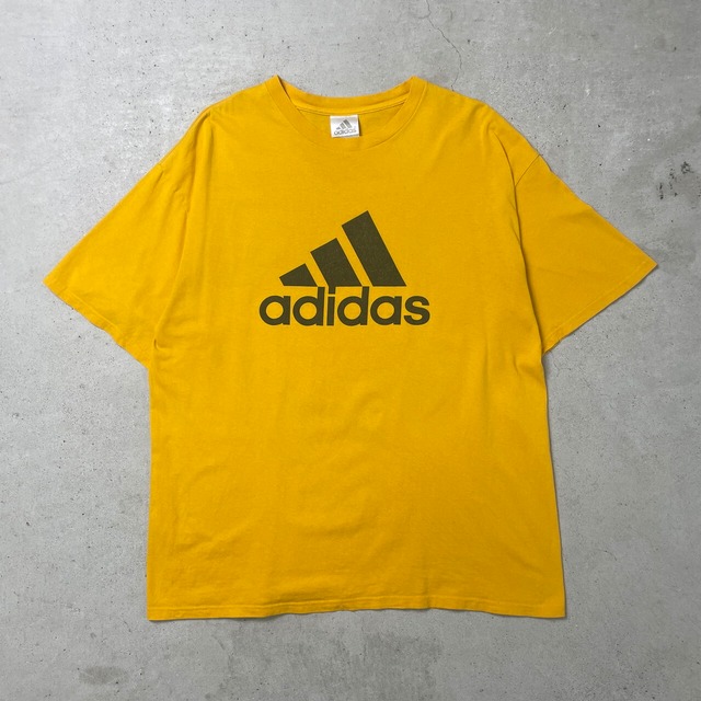 00年代 adidas アディダス パフォーマンスロゴ プリント Tシャツ メンズXL-2XL相当 古着 00s Y2K 黄色【Tシャツ】/イエロー