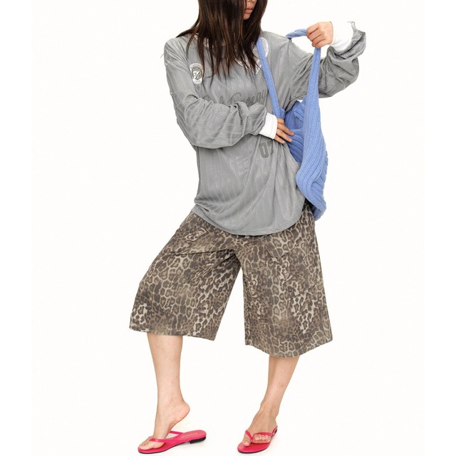 レトロレタリンググラフィックリブテクスチャーロングスリーブTシャツ 2col   R02559