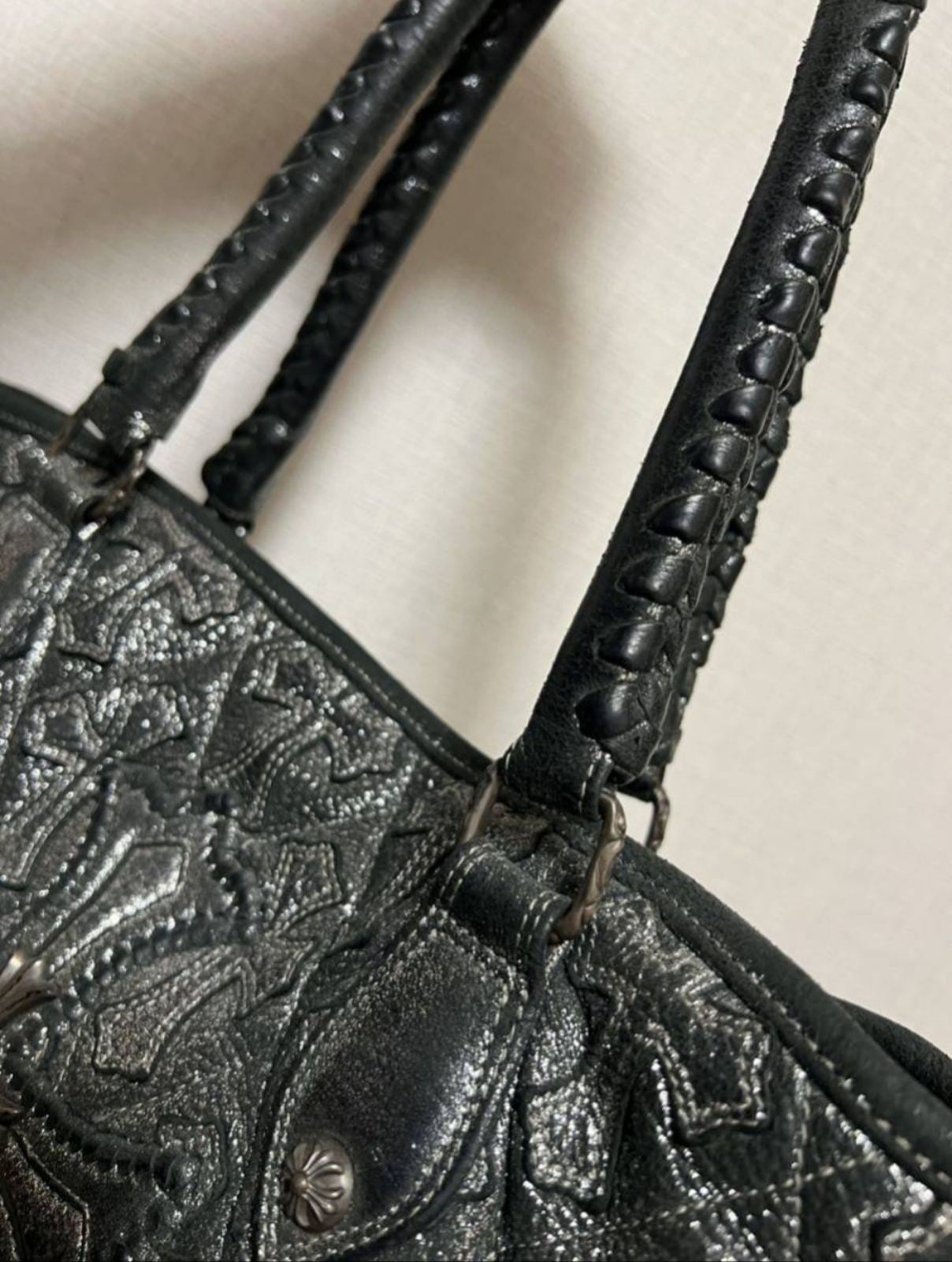 CHROME HEARTS クロムハーツ キルティング クロスパッチ トート CHROME HEARTS クロムハーツ キルティング クロスパッチ トート