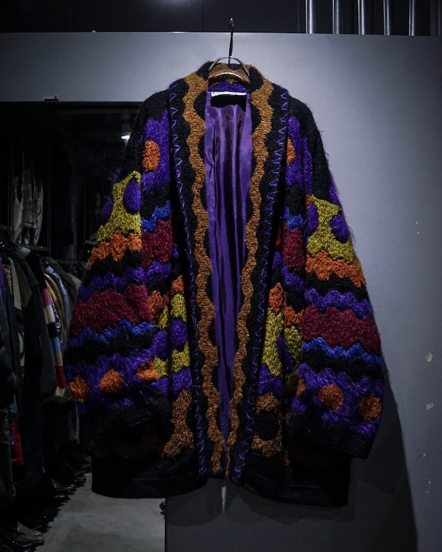 【add (C) vintage】Psychedelic Color Vintage Loose Mohair Knit Gown