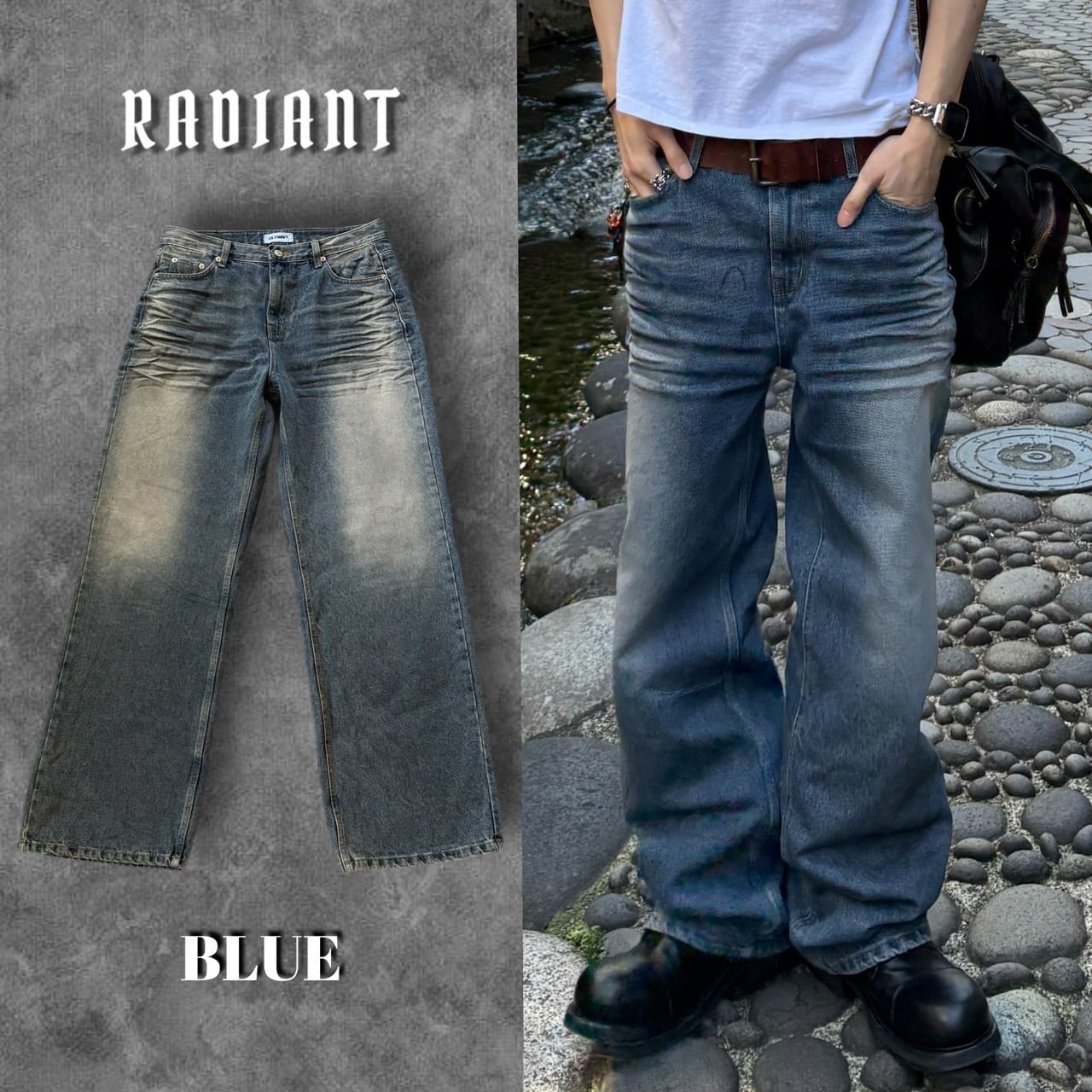 RADIANT Embossing coating denim ran らんくん 即納】RADIANT Embossing coating denim | 韓国ファッション セレクト