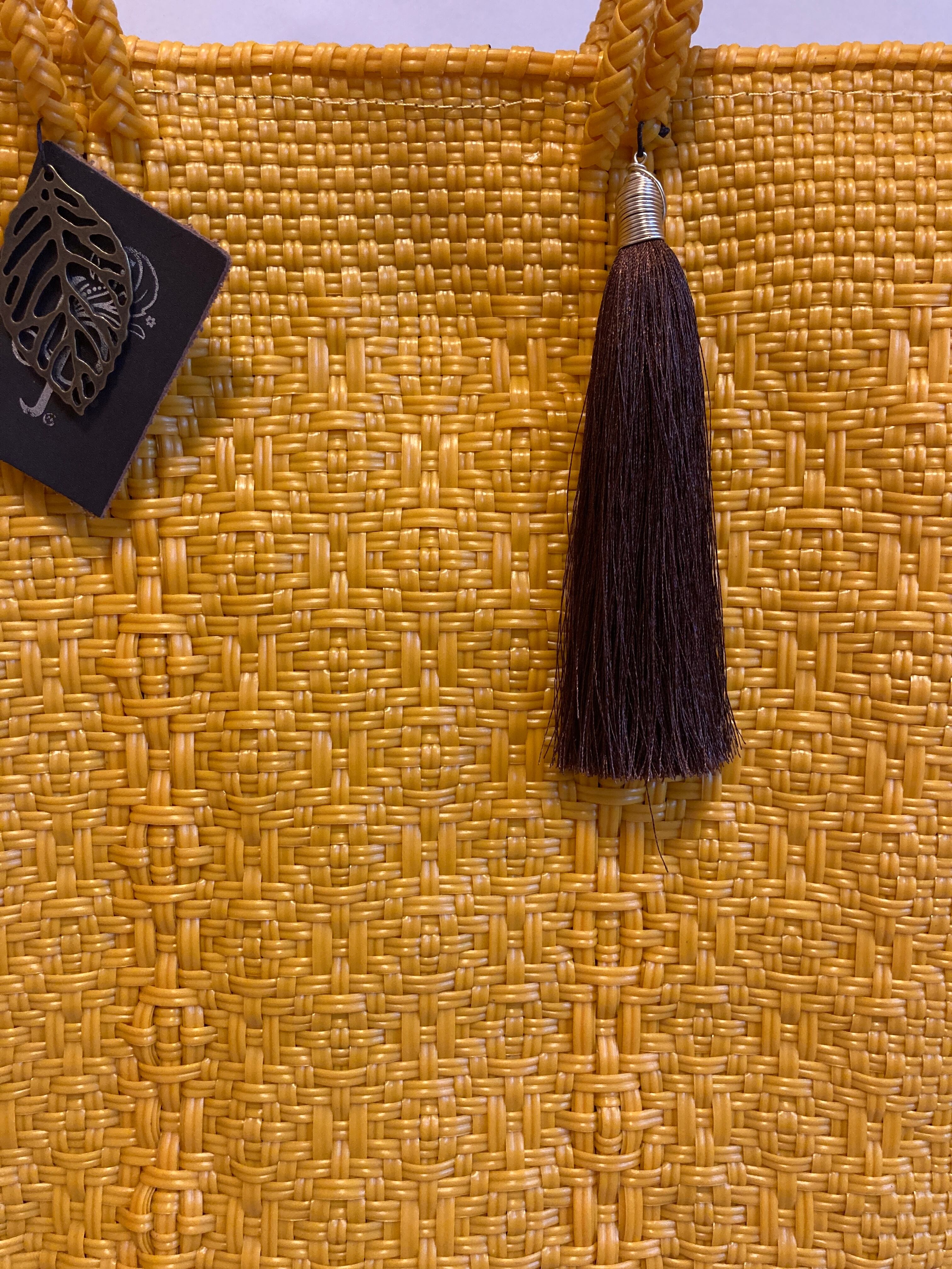 メルカドバッグ 山吹色 メキシコ雑貨 中敷あり カゴバッグ | Mil Hojas