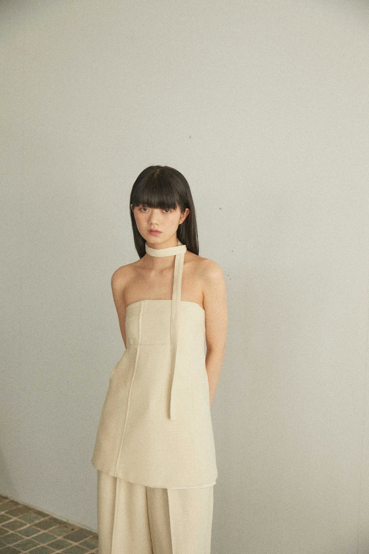 DU250503 linen like layered bare tunic【残り3点】