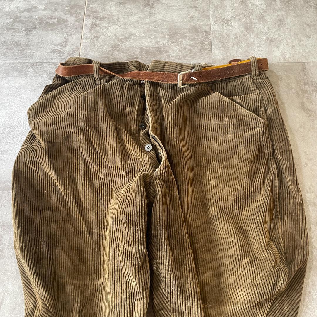 40s 50sフレンチ ヴィンテージ コーデュロイ ジョッパーズパンツ ＸＬ 40s vintageベルト付き ジョッパーズ コーデュロイ ブラウン パンツ | ib2