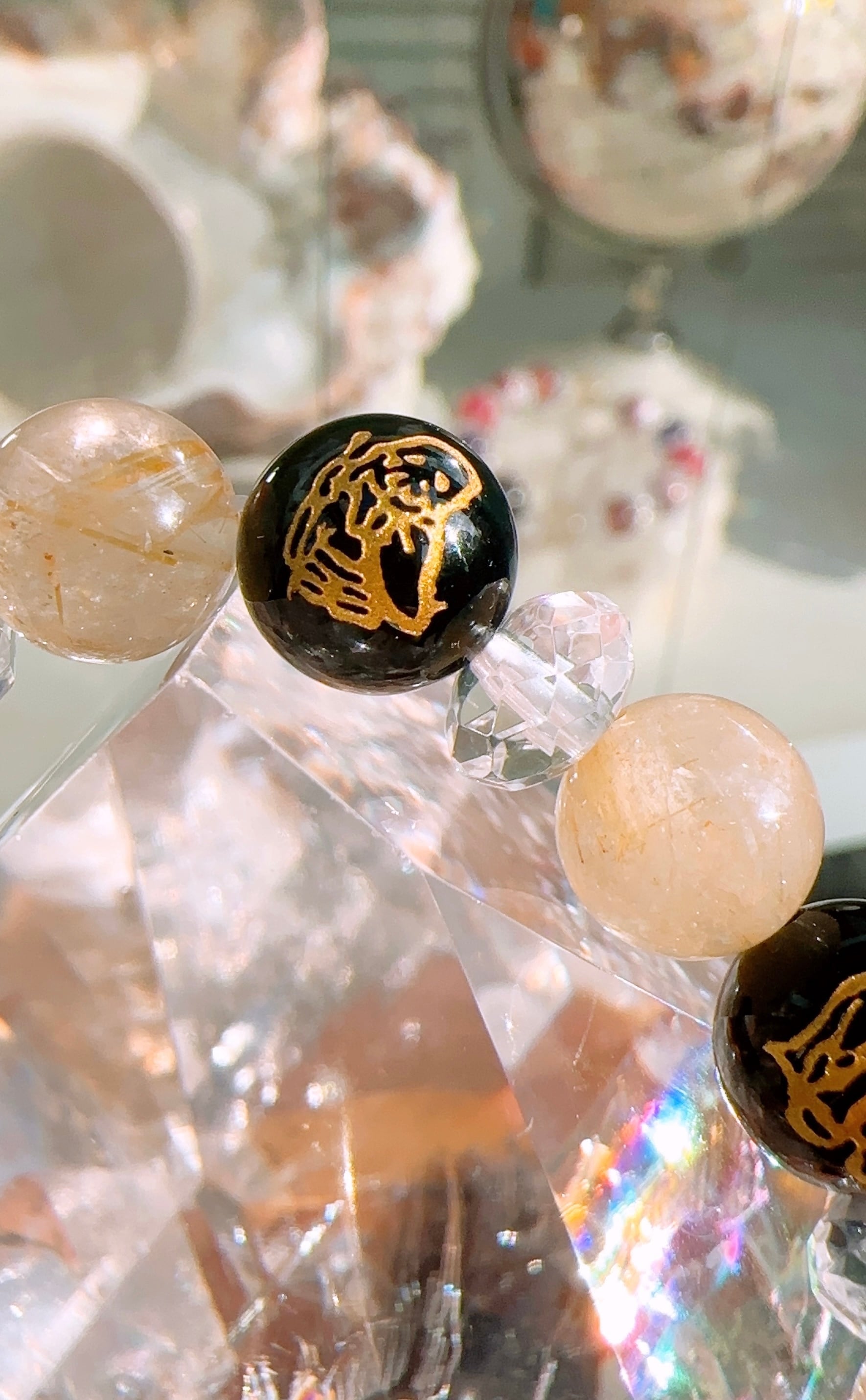 七福神のオニキスとルチルクォーツのブレスレット | loversstone