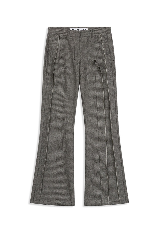 [OPEN YY] LINEN PANELLED RAW-CUT PANTS, BROWN 正規品 韓国ブランド 韓国通販 韓国代行 韓国ファッション オープン ワイワイ 日本 店舗