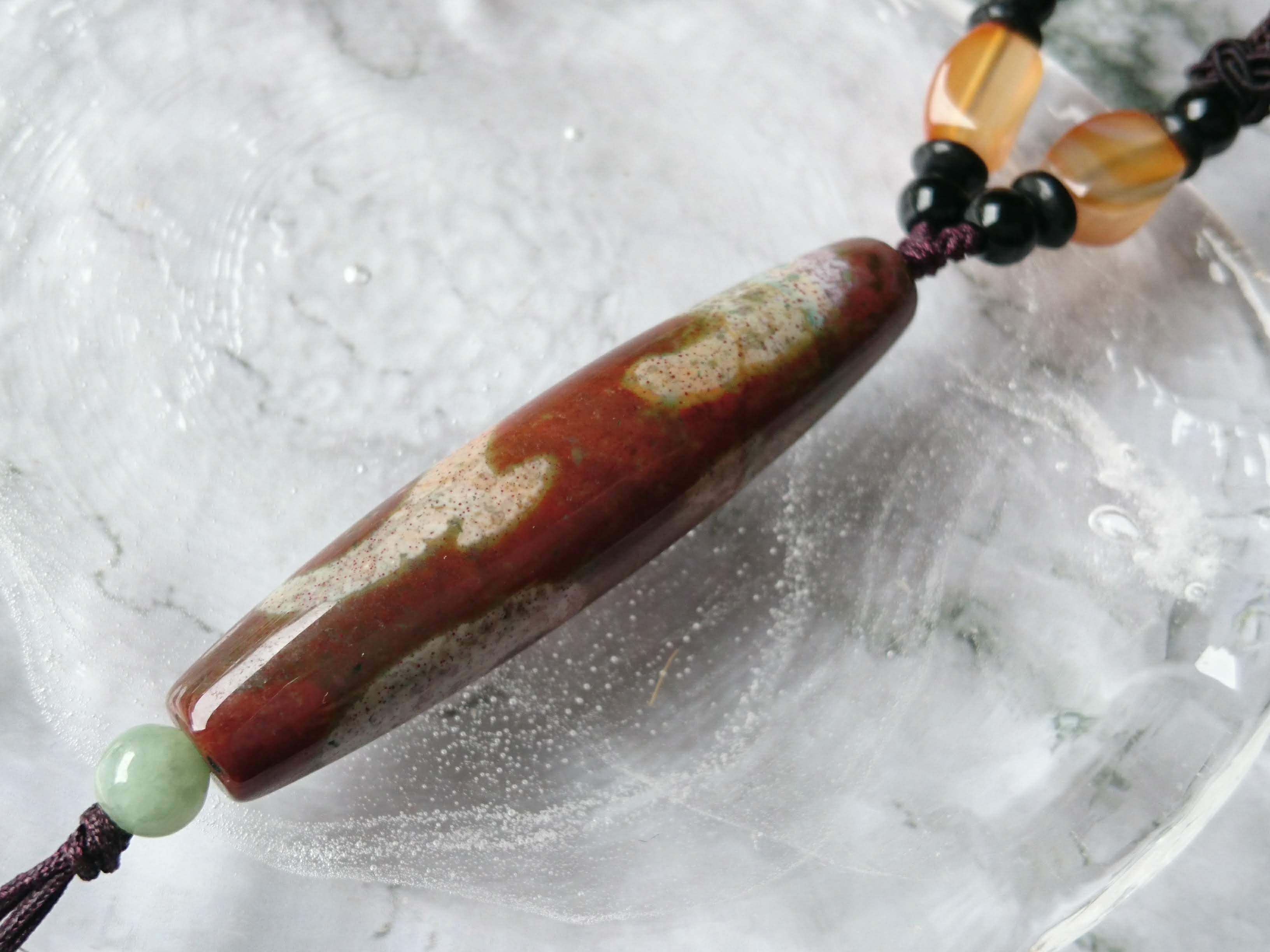 赤天珠 ネックレス ◇天珠・天然石が装着可能！◇デザイン組み紐ネックレス◇鮮やかな赤い