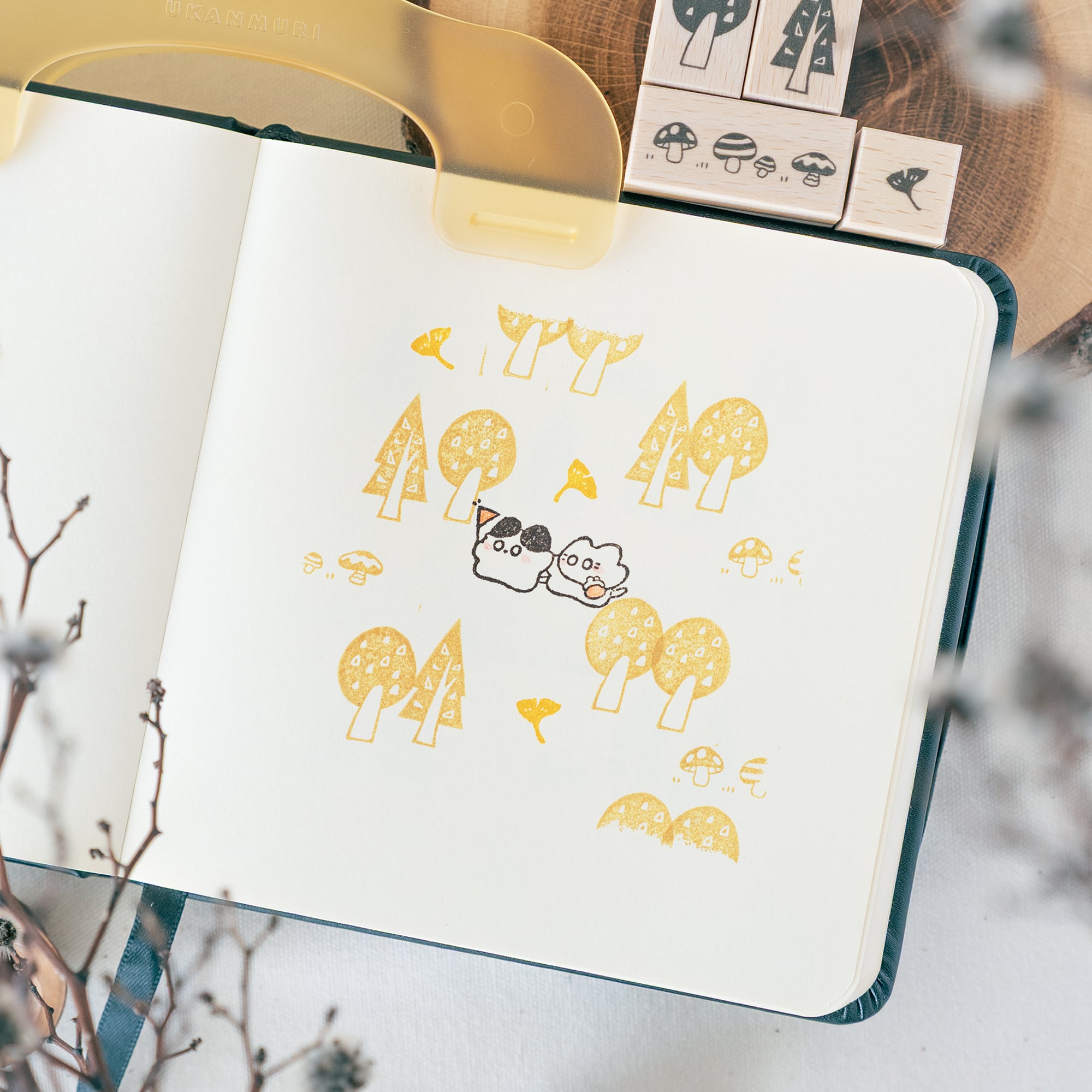 【ミニはんこ】葉っぱ_イチョウ | はんこ