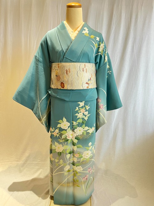 2204 高身長 友禅染 訪問着 袷単品 Yuzen Houmongi (lined kimono)