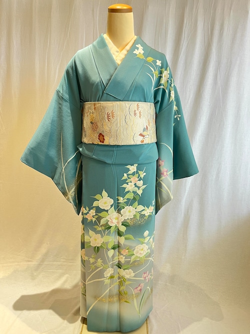 2204 高身長 友禅染 訪問着 袷単品 Yuzen Houmongi (lined kimono)