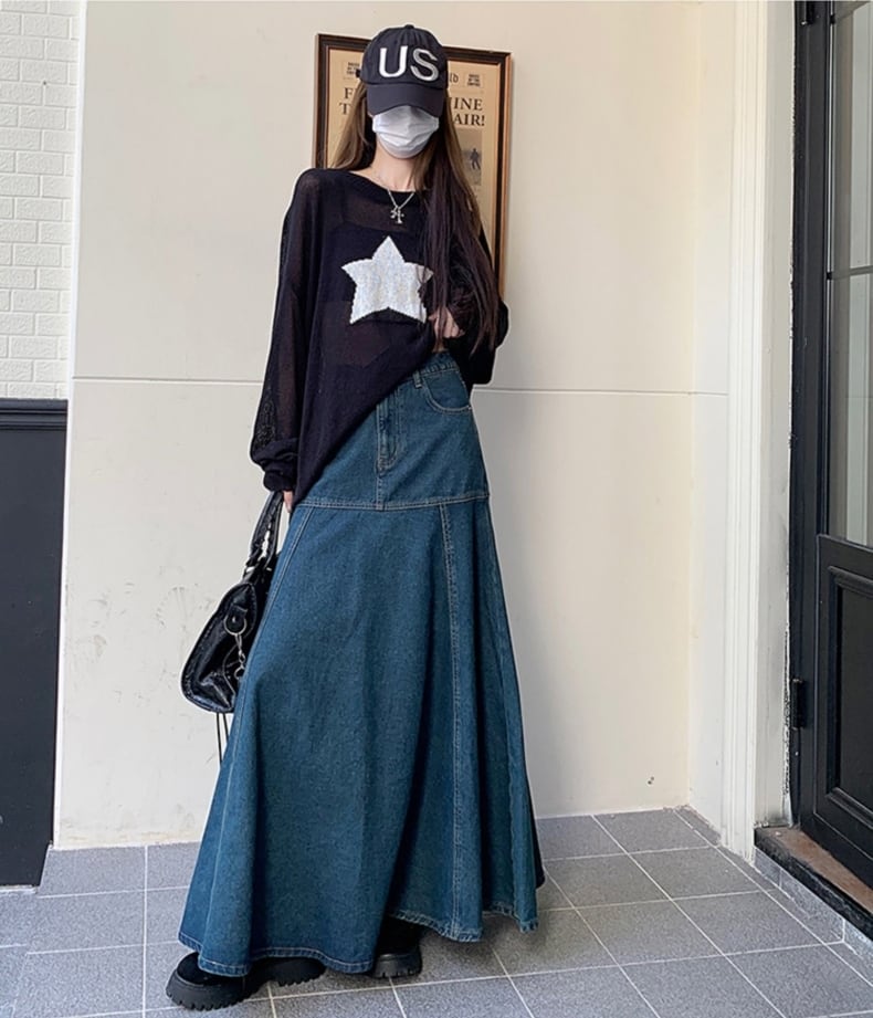 デニム スカート デニムスカート ロング マキシスカート マーメイド