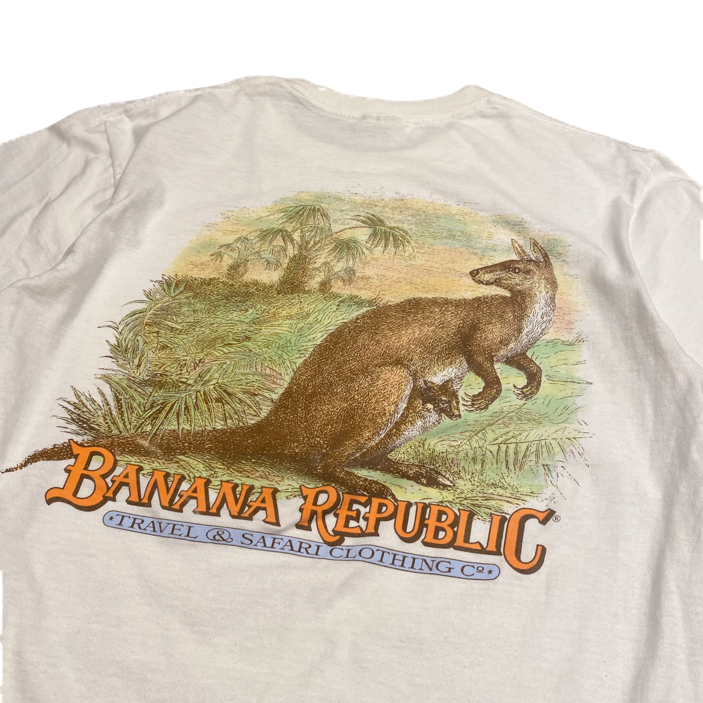 80-90's BANANA REPUBLIC Printed Poket T-Shirt L / バナナリ