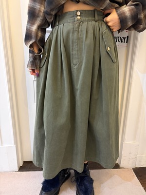 Ralph Lauren / vintage khaki long skirt .  (O)