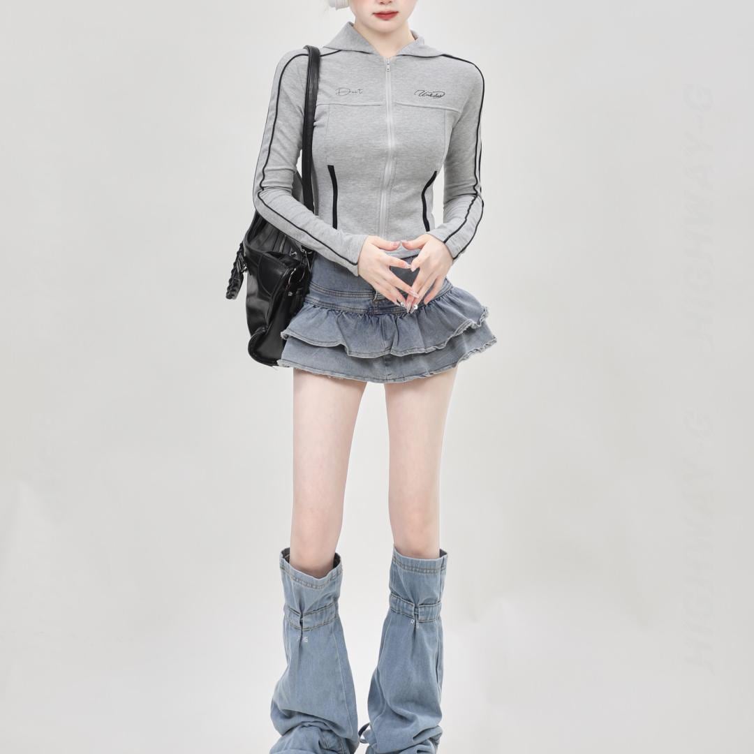 A MACHINE パーカー　サイズ2 SALE ] サイドラインタイトジップアップパーカー（全2色