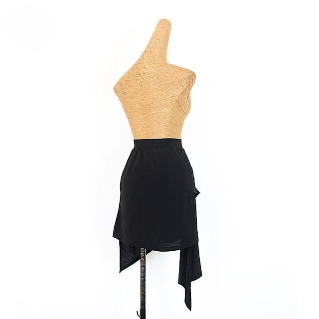 シャーリング アシンメトリー カットデザイン ラテンスカート 1col　D00620