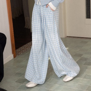 gingham wide-leg pants　J00503