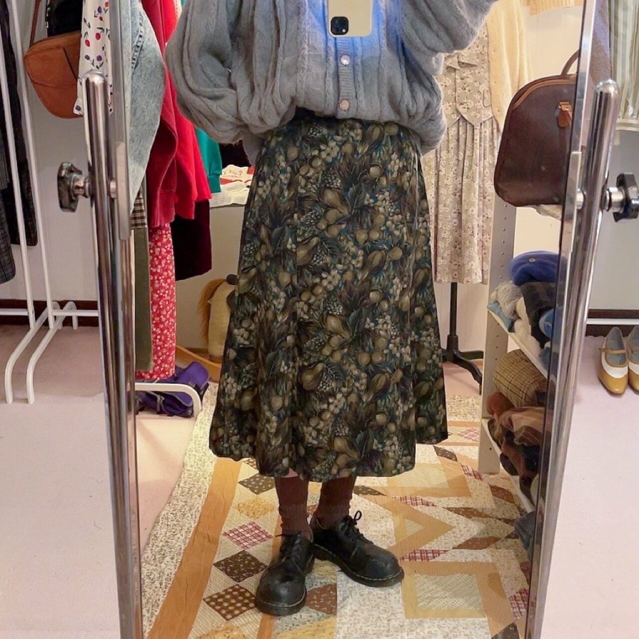 la france green flare skirt