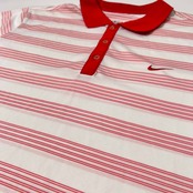 美品 NIKE GOLF ナイキ ゴルフ DRI-FIT ボーダー柄 ドライ 半袖 ポロシャツ サイズ M /メンズ/ホワイト×レッド