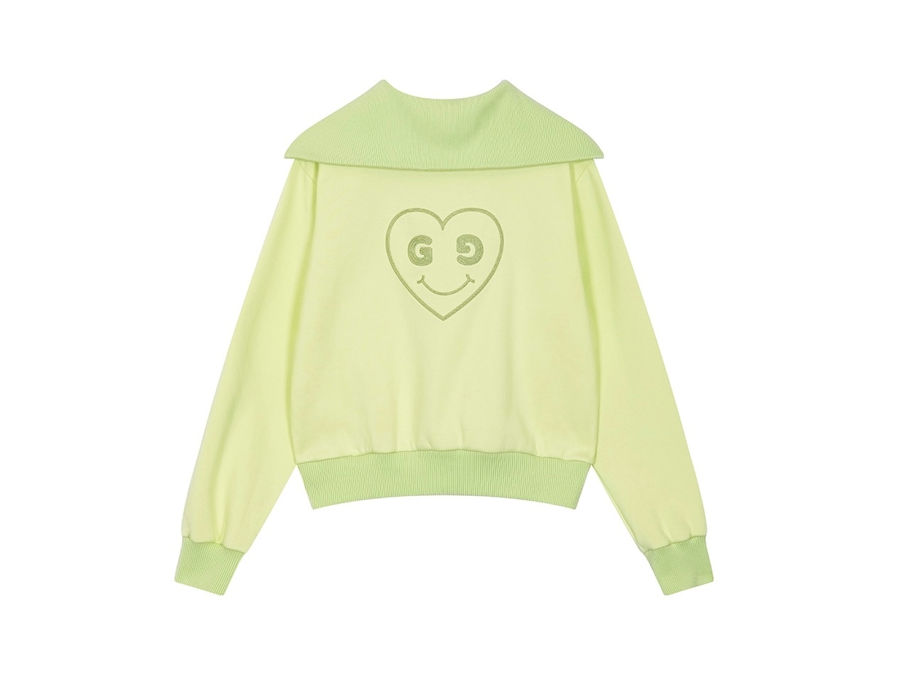 GOXO ゴーエックスオー スマイルハートセーラーカラー起毛マンツーマン ライム