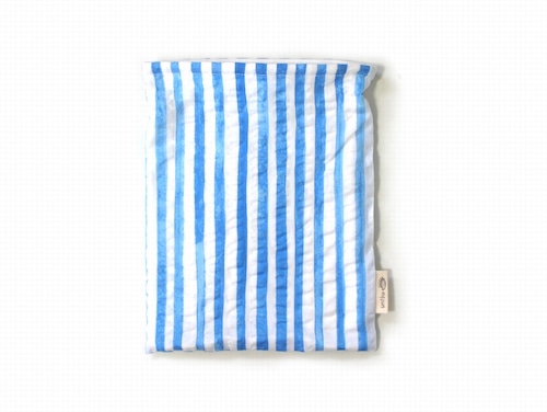 ハリネズミ用寝袋 M（夏用） 綿リップル×スムースニット ストライプ ライトブルー / Regular Snuggle Sack for Hedgehog for Summer