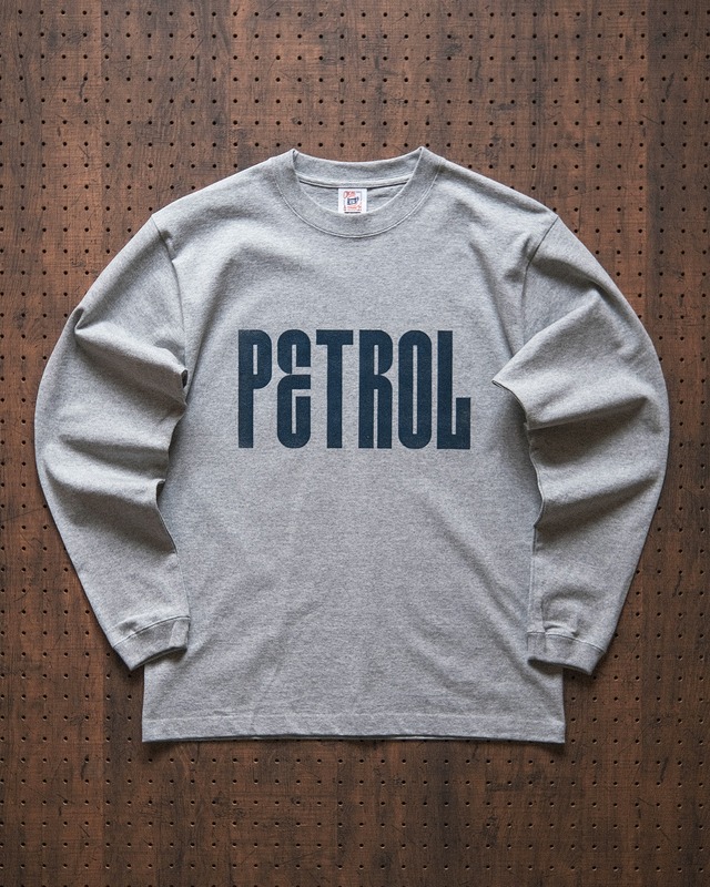 "petrol" long sleeve tee in heather gray（受注生産）