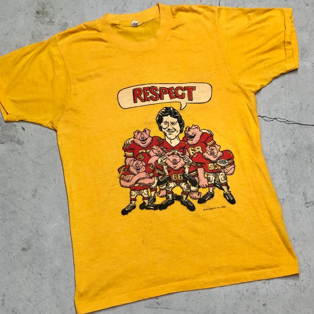 1980S RED SKINS TEE YELLOW M "両面プリント"