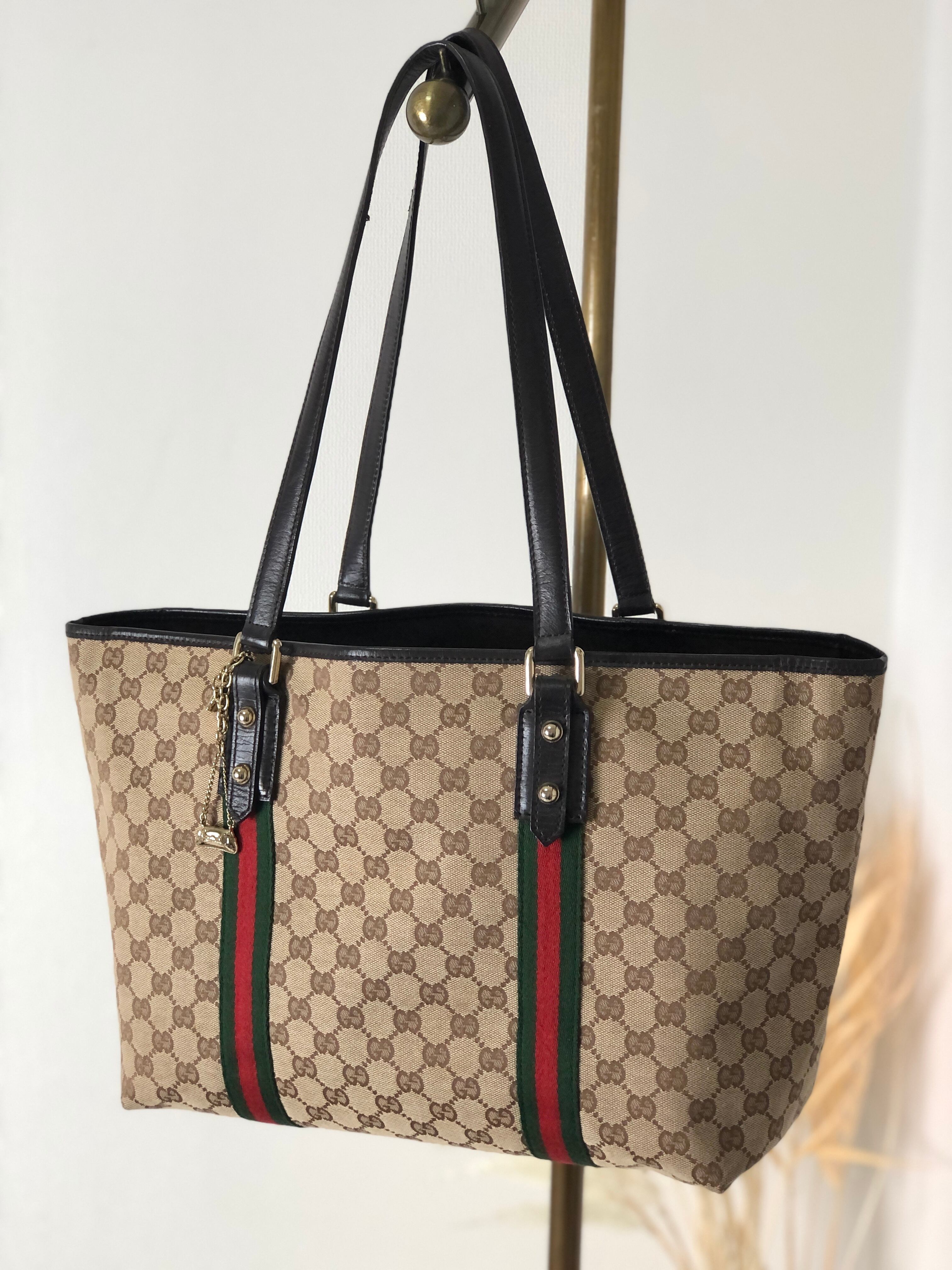 GUCCI グッチ GG柄 シェリーライン ブーツチャーム キャンバス ショルダーバッグ トートバッグ ベージュ vintage ヴィンテージ  オールド bvsyf4 | VintageShop solo powered by BASE