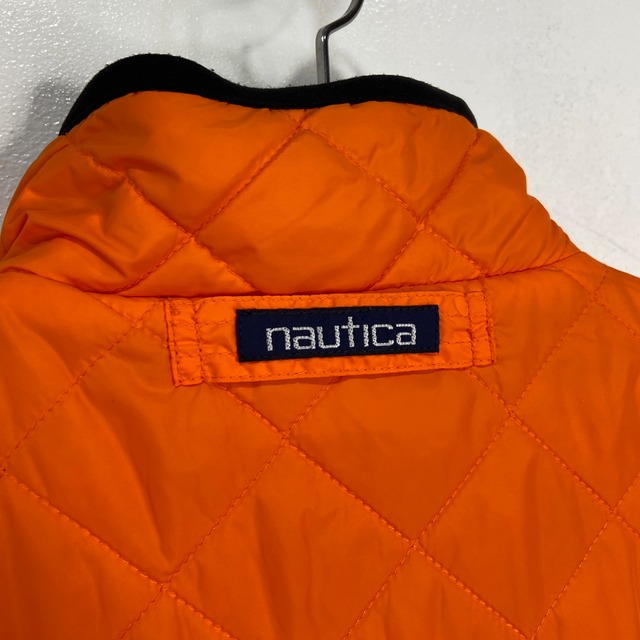 90s nautica キルティングリバーシブルベスト オレンジ カーキ XL