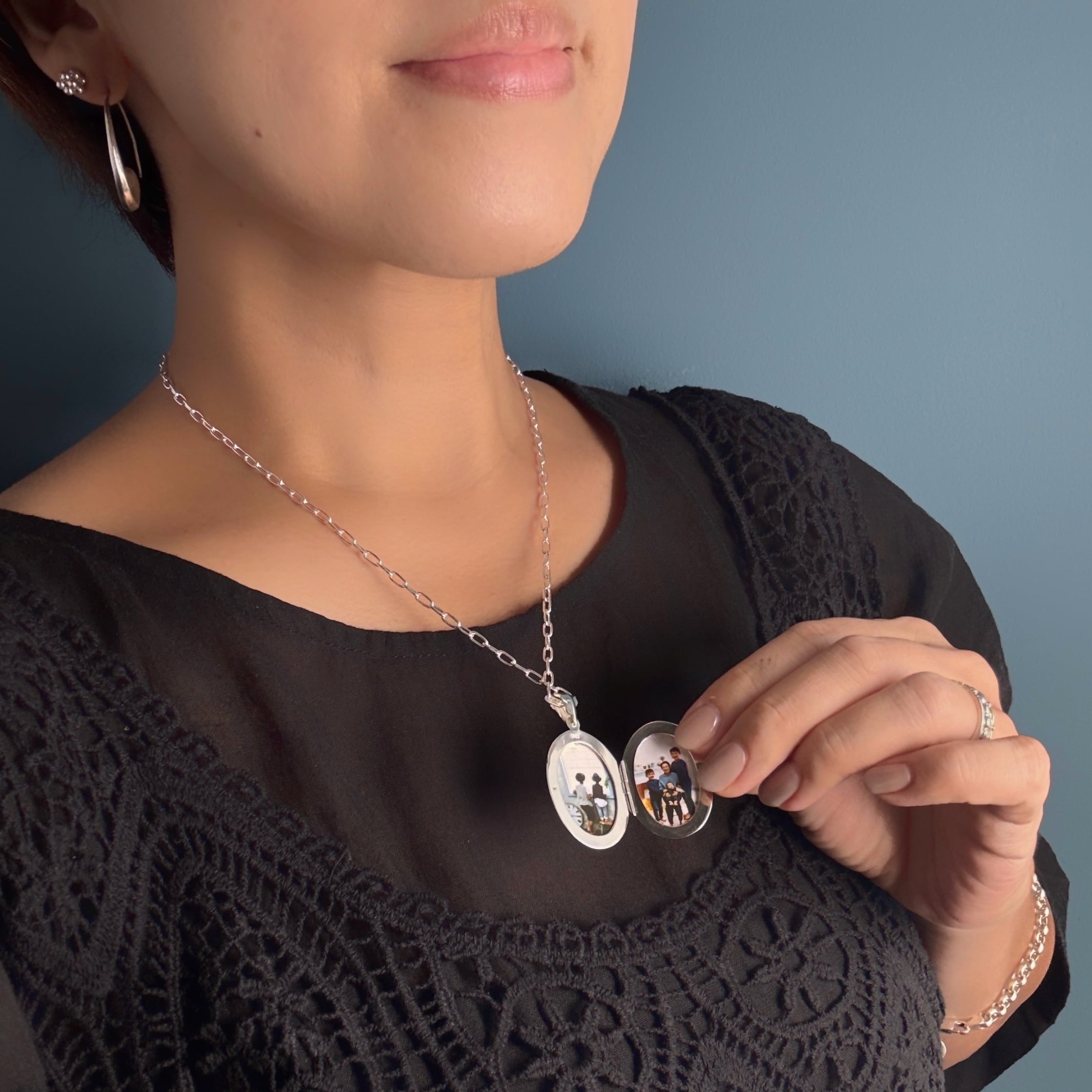 BIG フラワー オーバル ロケット ペンダント （チェーンオプション