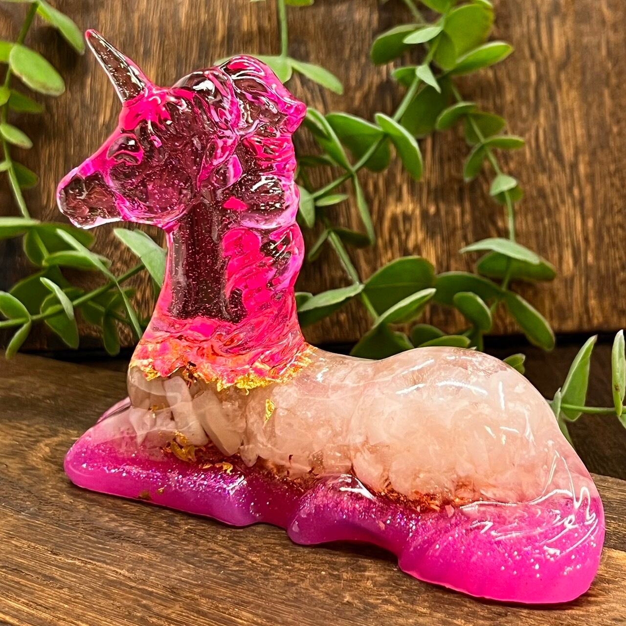 ユニコーンオルゴナイト ローズクォーツ 高さ12㎝