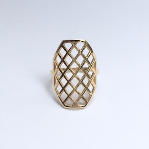 K18YG Octagon Mesh Ring