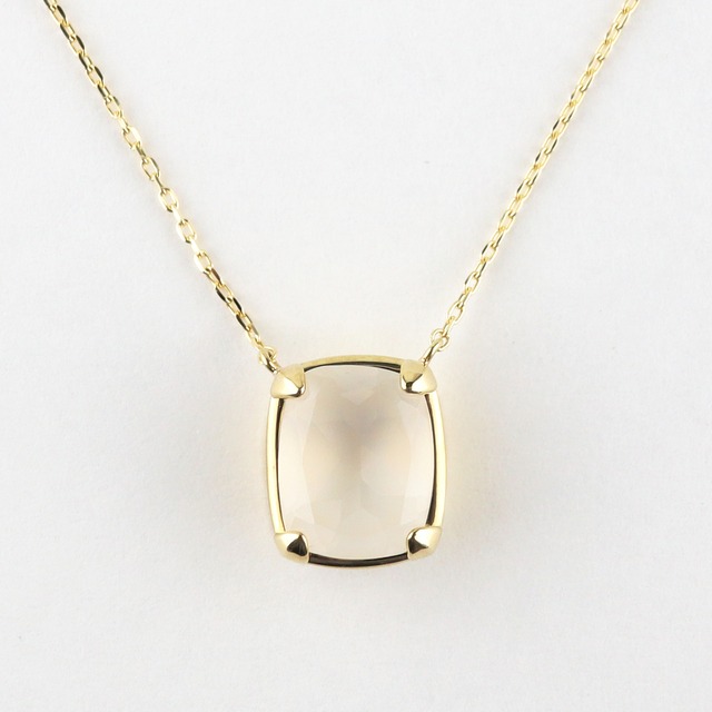 Calm rectangle necklace〈White quartz〉